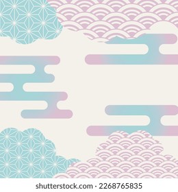 Japanese pattern background material vector Japanese style frame material illustration material