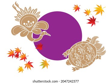 Japanese pattern background of pine Mt. Fuji wave crane turtle