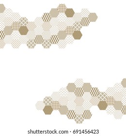 Japanese pattern background vector. Gold geometric cover design , poster, card, template.