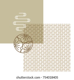 Japanese pattern background vector. Gold geometric cover design , poster, card, template.