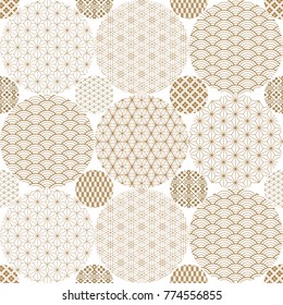 Japanese pattern background vector. Gold geometric cover design , poster, card, template.