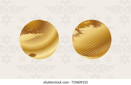 Japanese pattern background vector illustration. Set of Two Gold Globe Geometric Cover design, poster, card, template.