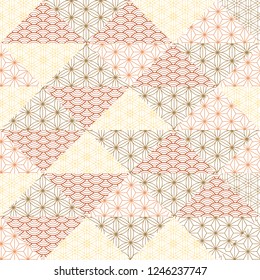Japanese pattern background vector. Line template. Geometric elements.