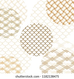 Japanese pattern background vector. Oriental gold geometric texture for cover design , poster, card, template.