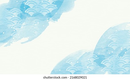 Japanese pattern background watercolor style background illustration