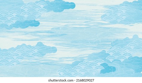 Japanese pattern background watercolor style background illustration