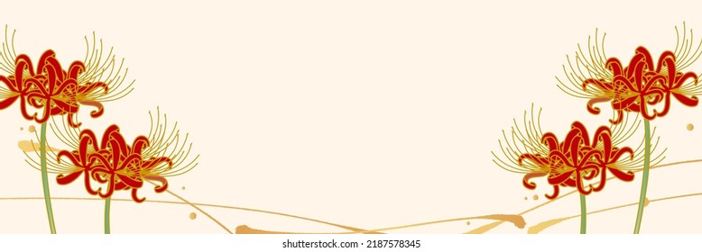 Japanese Pattern Beige Background with Higanbana