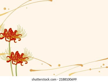 Japanese Pattern Beige Background with Higanbana