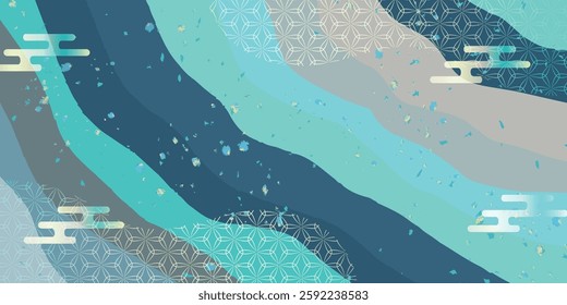 Japanese Pattern  Blue  Summer  Background