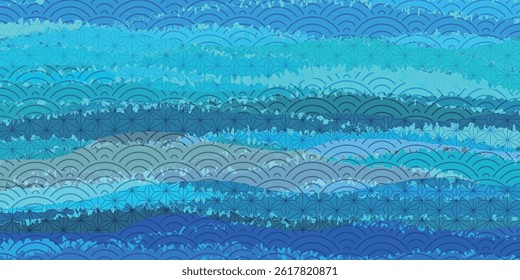Japanese Pattern  Blue  Summer  Background