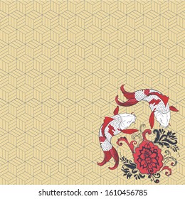 japanese pattern Box koi fish flower