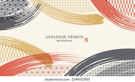 Japanese pattern and brush background design.