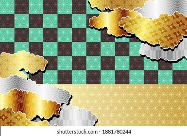 Japanisches Muster auf goldenem Hintergrund
