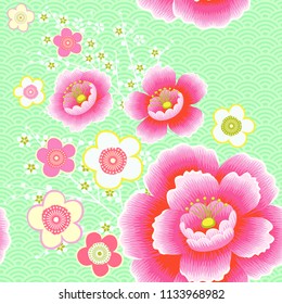 Japanese pattern. Cherry blossom. Ornament. with oriental motifs. Vector