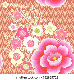 Japanese pattern. Cherry blossom. Ornament. with oriental motifs. Vector