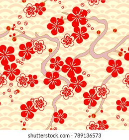 Japanese pattern. Cherry blossom. Ornament. with oriental motifs. Vector