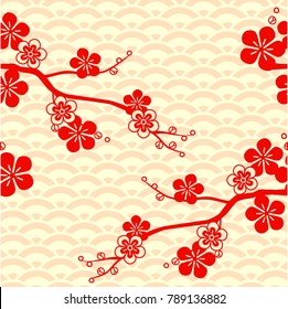 Japanese pattern. Cherry blossom. Ornament. with oriental motifs. Vector