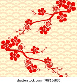 Japanese pattern. Cherry blossom. Ornament. with oriental motifs. Vector