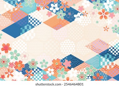 Fondo de flores de cerezo de patrón japonés