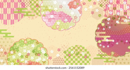 Japanese Pattern Cherry Blossoms Background