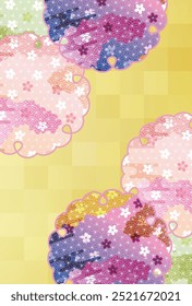 Japanese Pattern Cherry Blossoms Nengajo Background