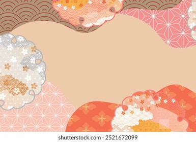 Japanese Pattern Cherry Blossoms Nengajo Background