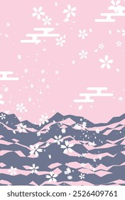 Japanese Pattern Cherry Blossoms Nengajo Background