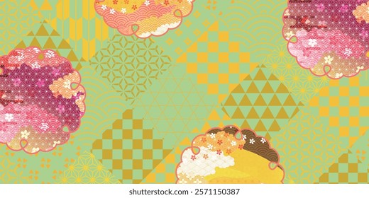 Japanese Pattern Cherry Blossoms Spring Background