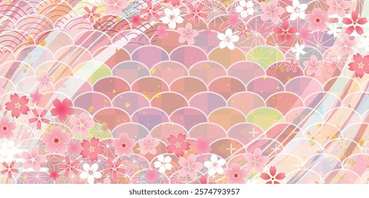 Japanese Pattern Cherry Blossoms Spring Background