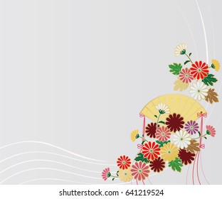 Japanese pattern and chrysanthemum flowers