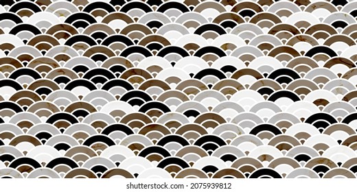 Japanese pattern circle overlapping. Luxury gold and gray background with marble texture 