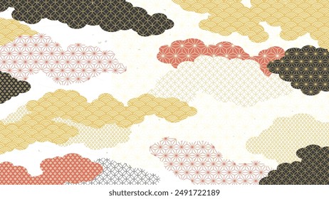 Japanese pattern and cloud background. Elegant New Year's design.