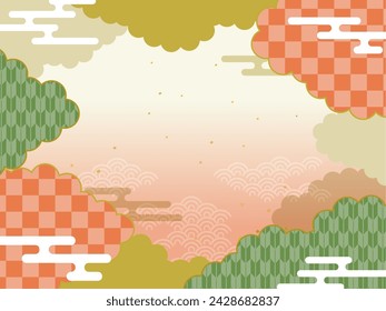 Japanese pattern cloud background frame