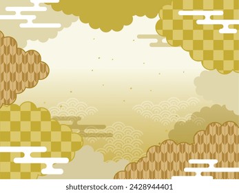 Japanese pattern cloud background frame