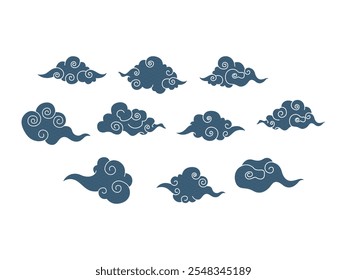 Japanese Pattern Cloud Element Set