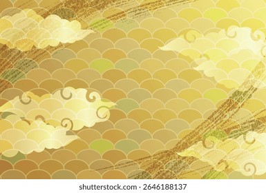 Japanese Pattern  Clouds  Gold  Pattern  Background