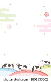 Japanese pattern and cow background