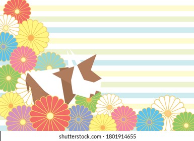 Patrón japonés y fondo de origami bovino