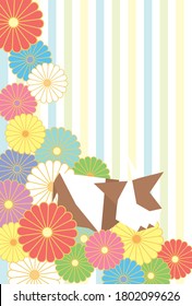 Japanese pattern and cow origami background