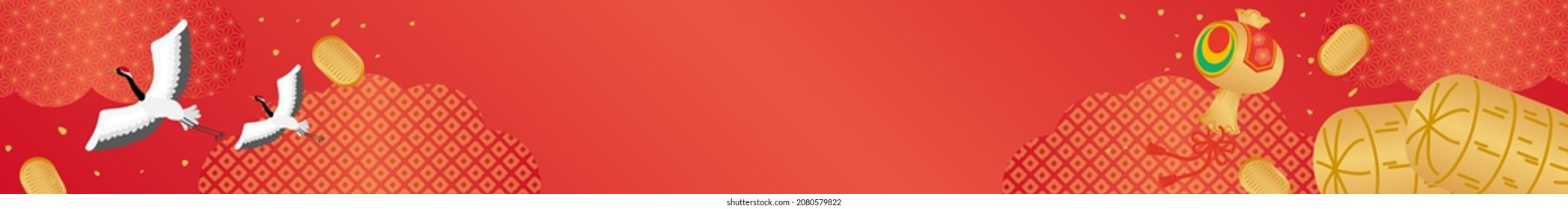 Japanese Pattern Crane, Hammer and Coin Background