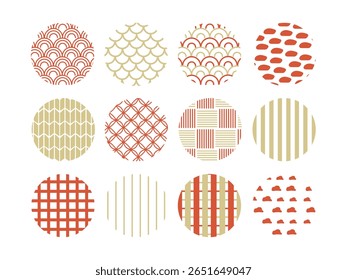 japanische Muster Dekoration Illustration Set
