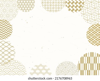 Japanese Pattern Design Retro Background. Round Shape.