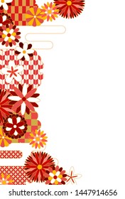 Japanese pattern flower pattern frame in red