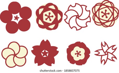 
Japanese pattern flower illustration material