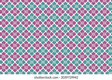 Japanese pattern flower-shaped family crest, two-color patterned background, girly style design