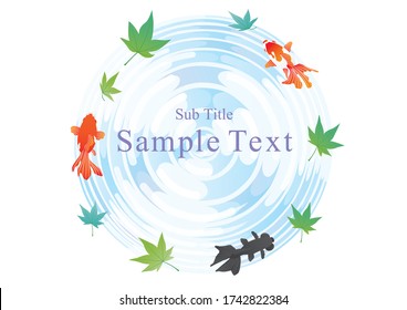 Japanese pattern frame of ripples and goldfish