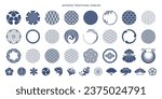 Japanese pattern frames, symbols and icons collection.