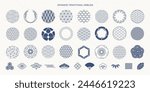 Japanese pattern frames, symbols and icons collection.