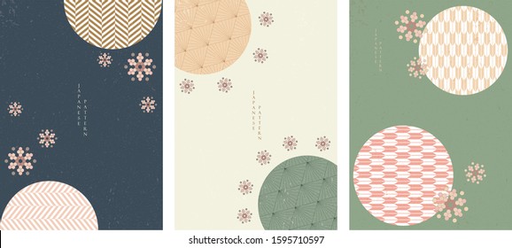 Japanese pattern with Geometric elements vector. Flower decoration with circle shape. Template and layout design.