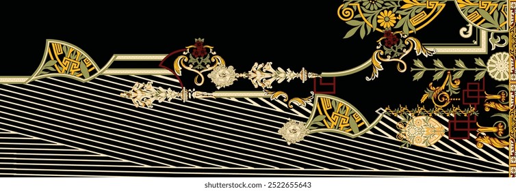 Japanese Pattern In Geometrical Traditional Style. Ornament For Lunar Chinese New Year Decoration. Vector Creative Motif.